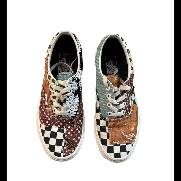 Shoes - Vans Era Tiger Patchwork Checkerboard Paisley Lace Up Shoes men 6 women 7.5